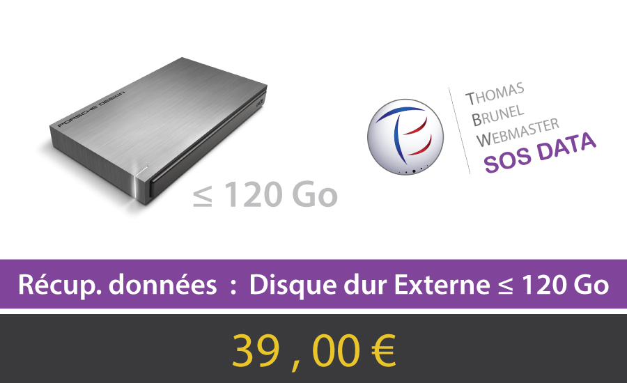 Récupération de données perdues sur Disque Dur Externe inférieur ou égal à 120 Go